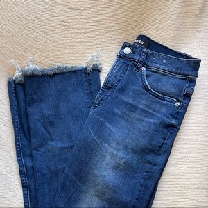 Express Mid-Rise Boot Cut Frayed Jeans